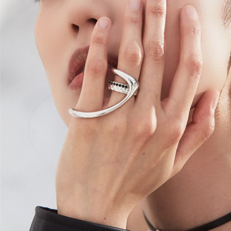 Street Fashion Rings - Ventfille 925เงินสเตอร์ลิง zircon แหวนสองชั้นสำหรับผู้หญิงของขวัญสาววินเทจฮิปฮอปเท่เครื่องประดับของขวัญ Dropshipping