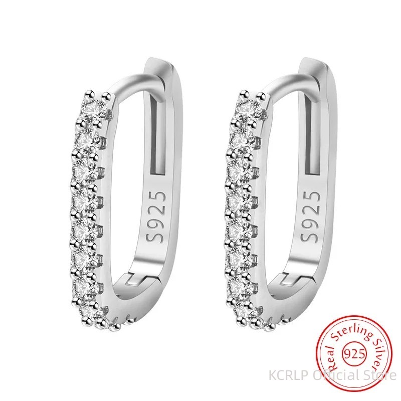 Street Fashion Earrings - คุณภาพสูง 925 เงินสเตอร์ลิงคริสตัลแฟชั่นวงกลม Hoop ต่างหูสําหรับผู้หญิงงานแต่งงานของขวัญ Street