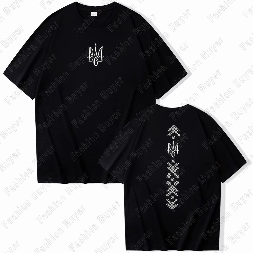 Street Fashion Theme - เสื้อยืดลายพิมพ์เรขาคณิตสไตล์ยูเครน คอกลม แขนสั้น ยูนิเซ็กส์ สไตล์เรโทร สตรีท