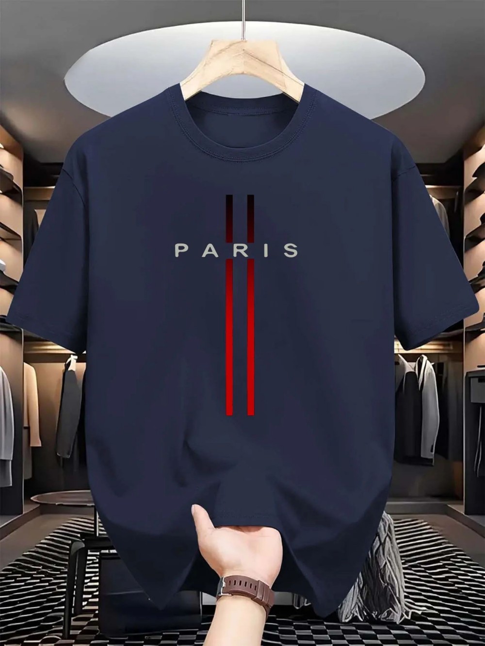 Street Fashion Paris - เสื้อยืดพิมพ์ลาย 3 มิติ Paris Letter แห้งเร็ว