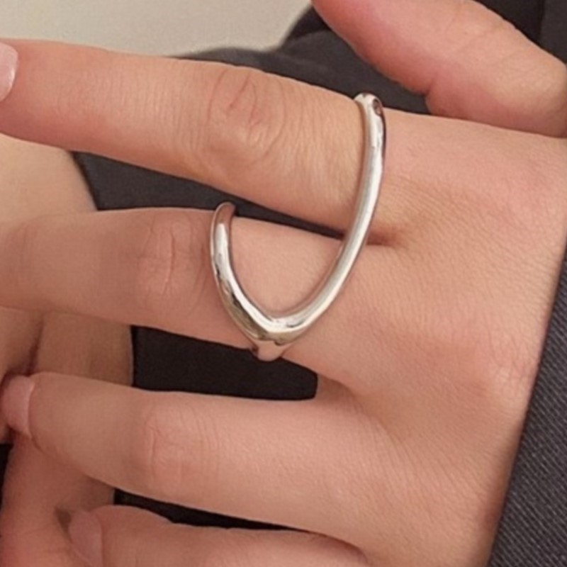 Street Fashion Rings - PANJBJ 925 เงินสเตอร์ลิงสายข้ามแหวนผู้หญิง Punk Hip Hop