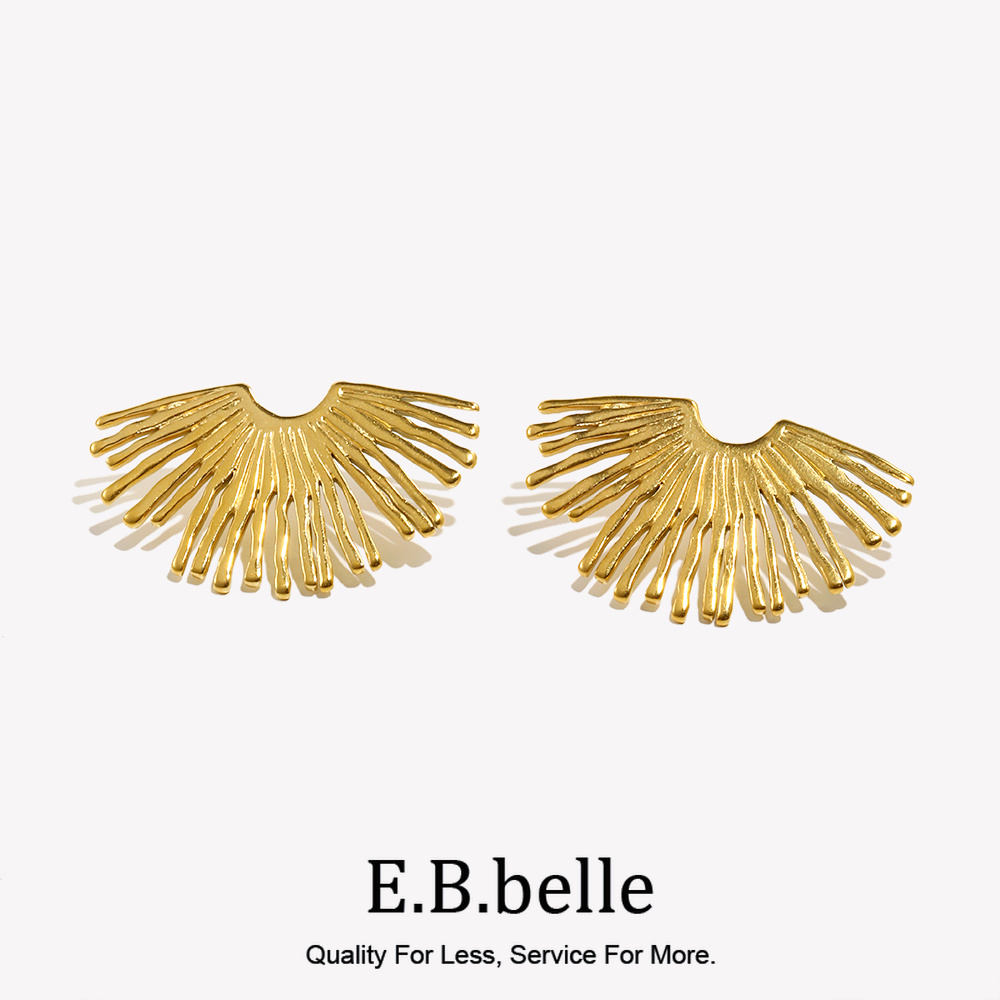 Street Fashion Earrings - ต่างหูสตรีทรูปพัดพิเศษทำจากสเตนเลส316L พิเศษพร้อมของขวัญชุบทอง18K