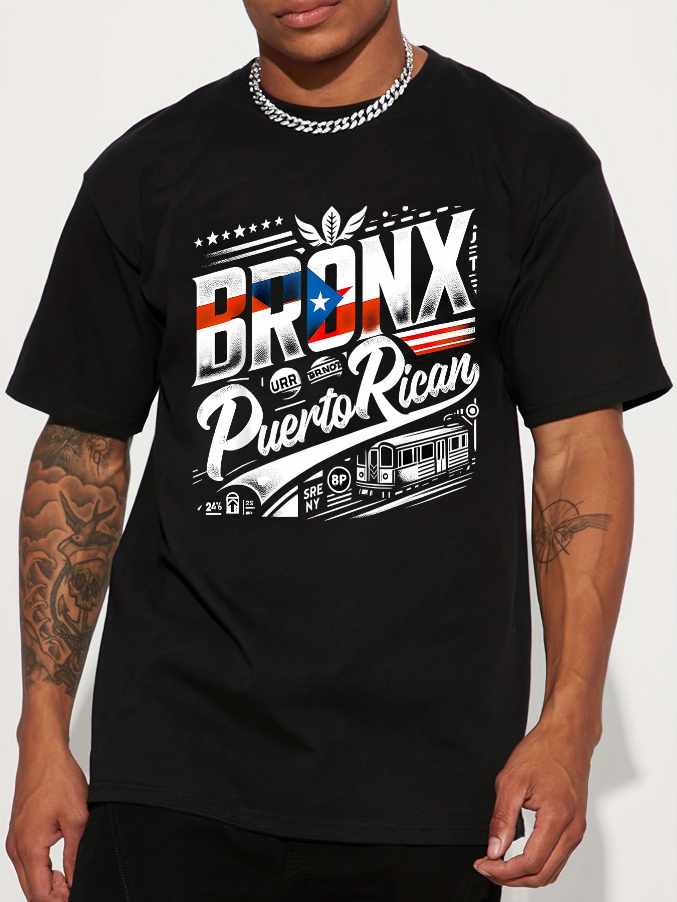 Street Fashion Brand Logo - เสื้อยืดแขนสั้นพิมพ์ลายกราฟฟิตี้สไตล์อเมริกัน แบรนด์แฟชั่นดีไซน์เก๋ ลายพิมพ์โลโก้บรอนซ์ เปอร์โตริโก สำหรับผู้ชายและผู้หญิง สไตล์เดียวกัน