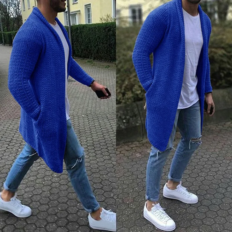 Street Fashion Jacket Men - ฤดูใบไม้ผลิฤดูใบไม้ร่วงแฟชั่นเสื้อกันหนาวผู้ชายเสื้อสเวตเตอร์ถักเสื้อกันหนาวชายขนาดใหญ่สบายๆถักเสื้อแจ็คเก็ตผู้ชายยาวOuterwear