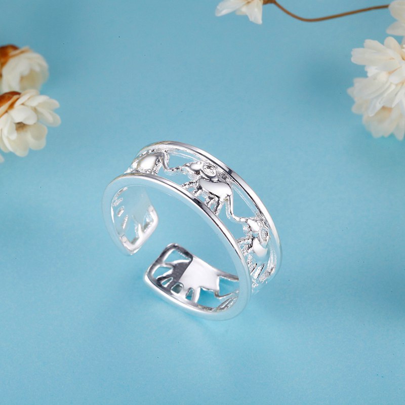 Street Fashion Rings - ใหม่ แฟชั่นสวยหรู แหวนเงินแท้ 925 รูปช้างสำหรับผู้หญิง ปรับขนาดได้