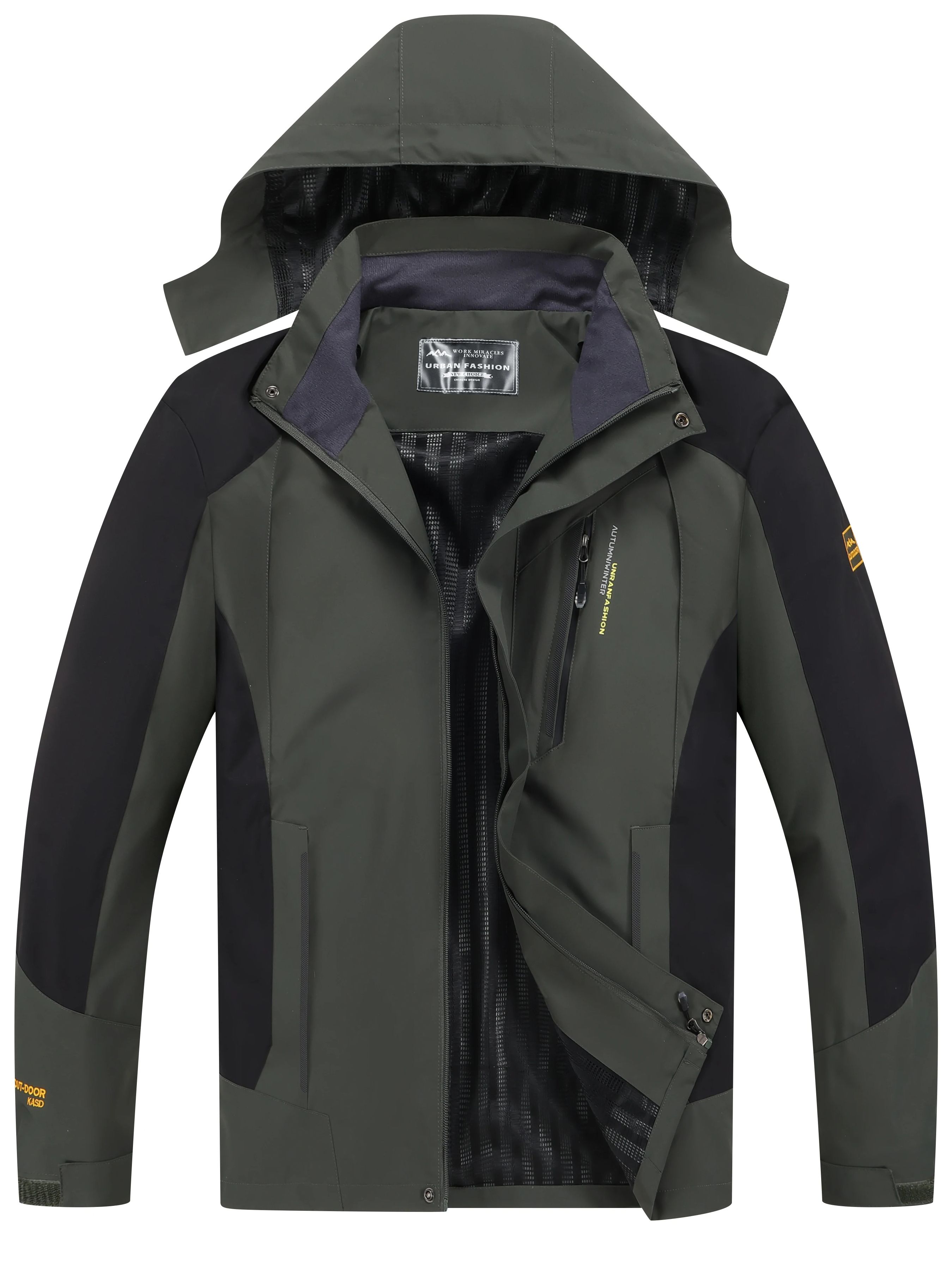 Reflective Jacket Running - เสื้อแจ็คเก็ตเดินป่ากันน้ำสำหรับผู้ชาย ไซส์ใหญ่ กันลม เหมาะสำหรับตั้งแคมป์ ล่าสัตว์ วิ่ง