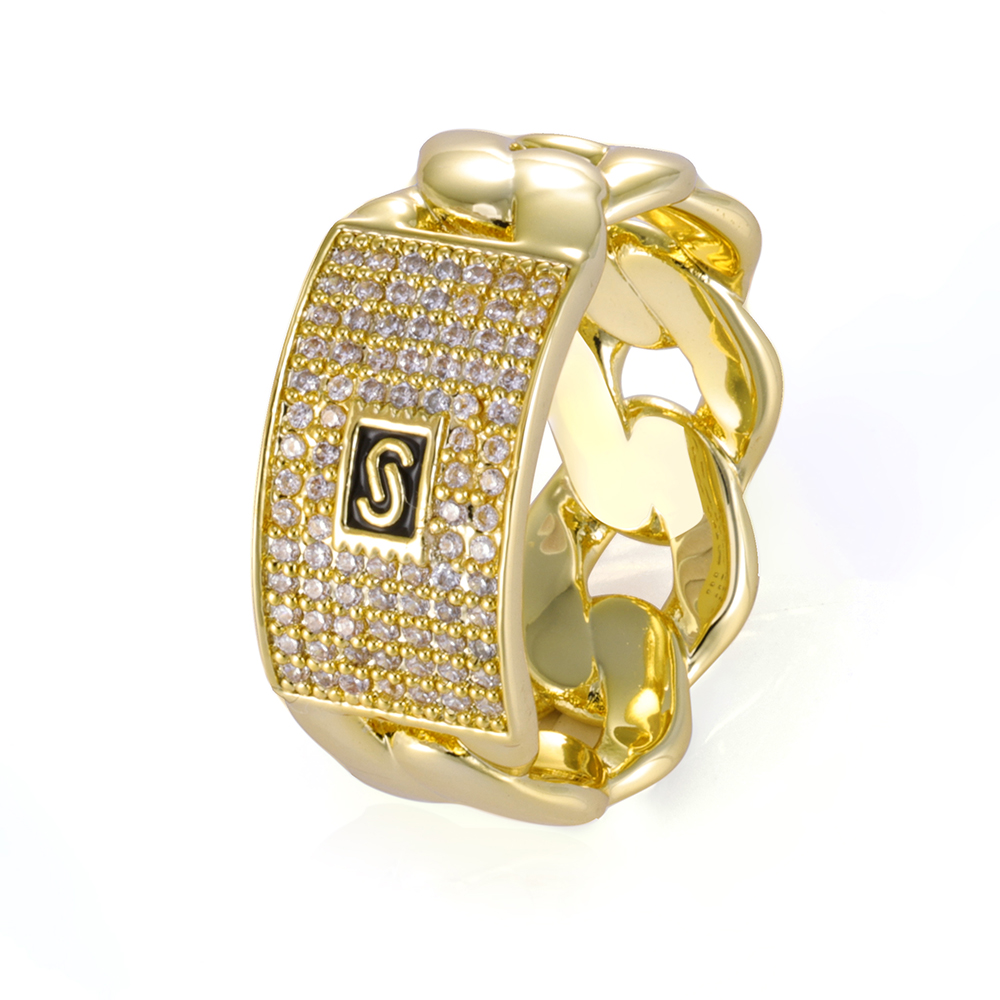 Street Fashion Rings - แหวนโมนาโกขนาดใหญ่ ESKEEM ประดับเพชร CZ สไตล์ฮิปฮอปคลาสสิก เรียบหรู
