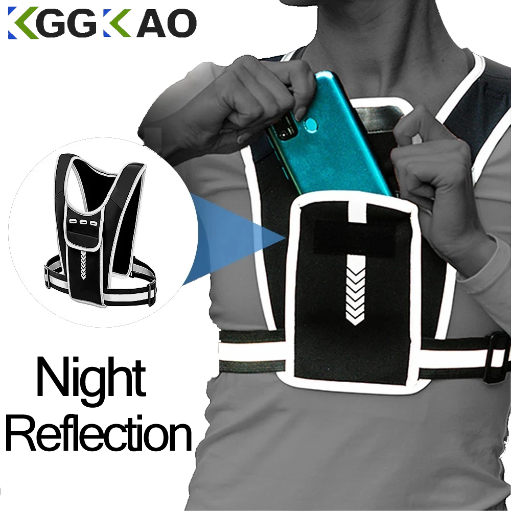 Reflective Jacket Running - เสื้อกั๊กใส่โทรศัพท์สำหรับผู้ชายและผู้หญิงกันน้ำกระเป๋าใส่กุญแจ & เสื้อกั๊กไฮเดรชั่นสะท้อนแสงอุปกรณ์ออกกำลังกายฟรี