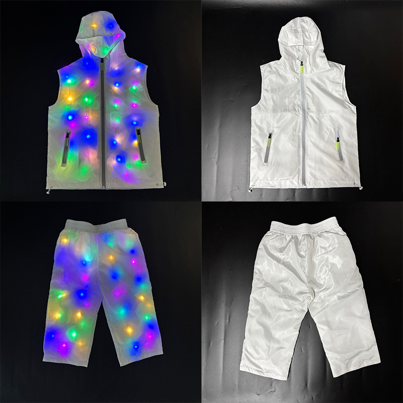 Street Fashion Jacket Men - เรืองแสงเสื้อแจ็คเก็ตเครื่องแต่งกาย Hip Hop บาร์เต้นรําชุดฤดูร้อน LED หุ่นยนต์ชุด