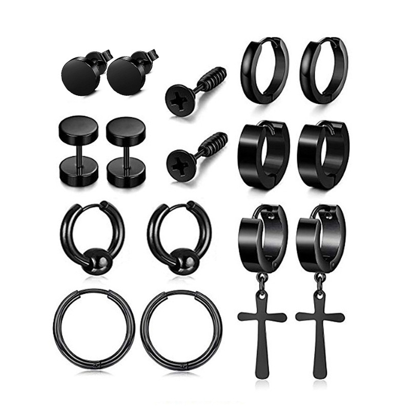 ต่างหูสแตนเลสไทเทเนียมทรงกลมสี - Street Fashion Earrings บทวิจารณ์และราคา