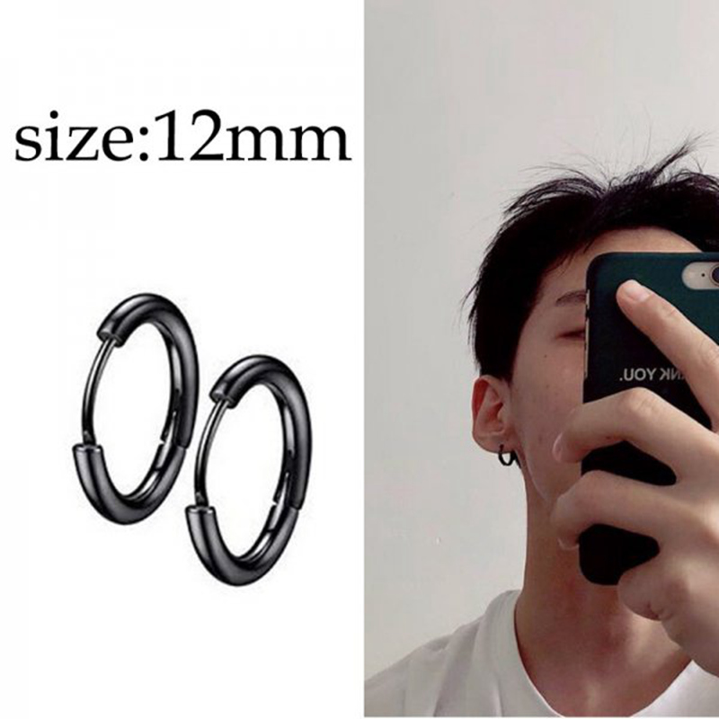 ต่างหูสแตนเลสไทเทเนียมทรงกลมสี - Street Fashion Earrings บทวิจารณ์และราคา