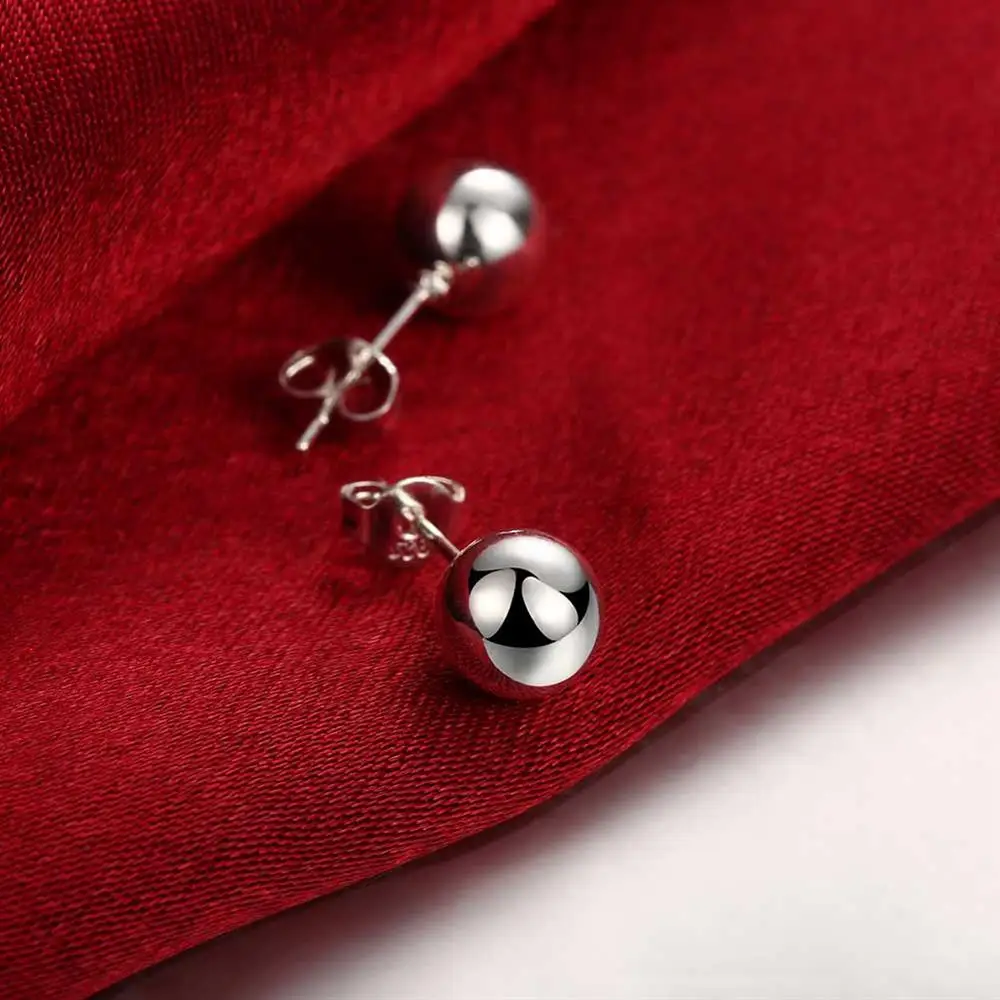 925 เงินสเตอร์ลิงคลาสสิก 8 มม. - Street Fashion Earrings บทวิจารณ์และราคา