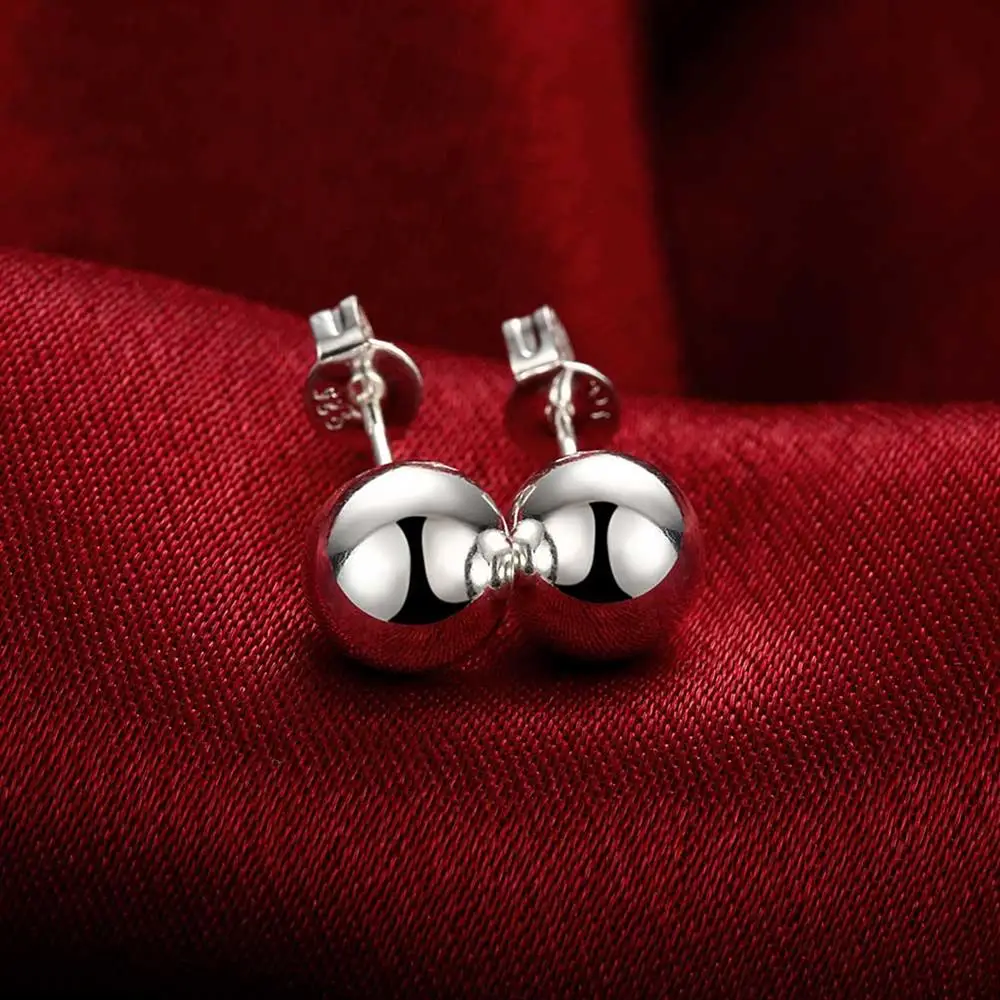 925 เงินสเตอร์ลิงคลาสสิก 8 มม. - Street Fashion Earrings บทวิจารณ์และราคา