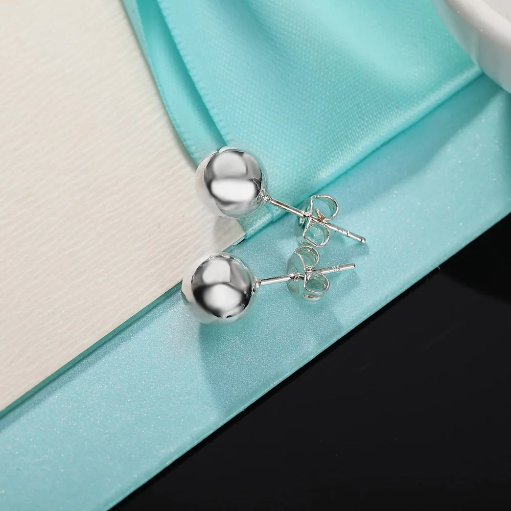 925 เงินสเตอร์ลิงคลาสสิก 8 มม. - Street Fashion Earrings บทวิจารณ์และราคา