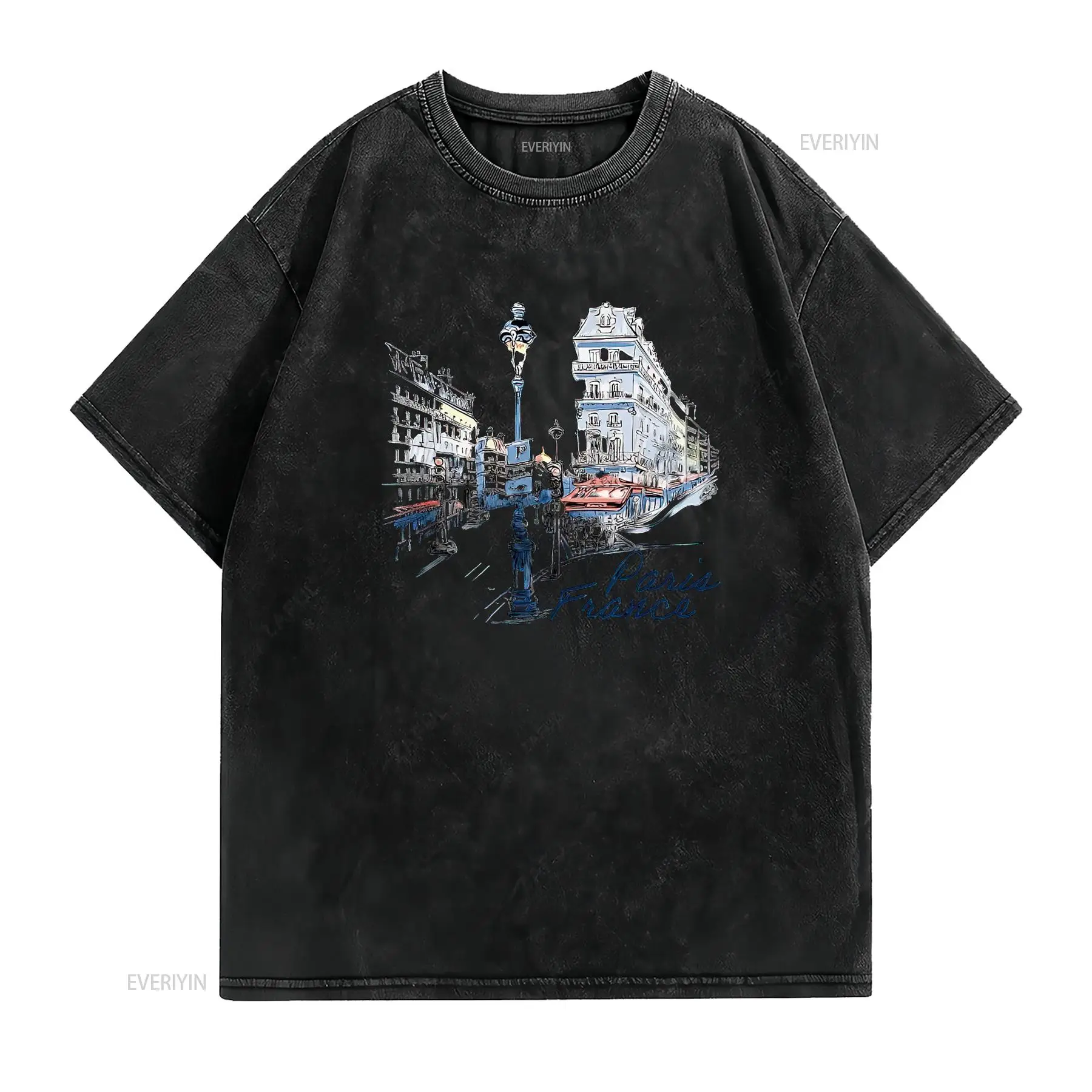 เสื้อยืดลายวินเทจสไตล์ปารีส ฝร - Street Fashion Paris บทวิจารณ์และราคา