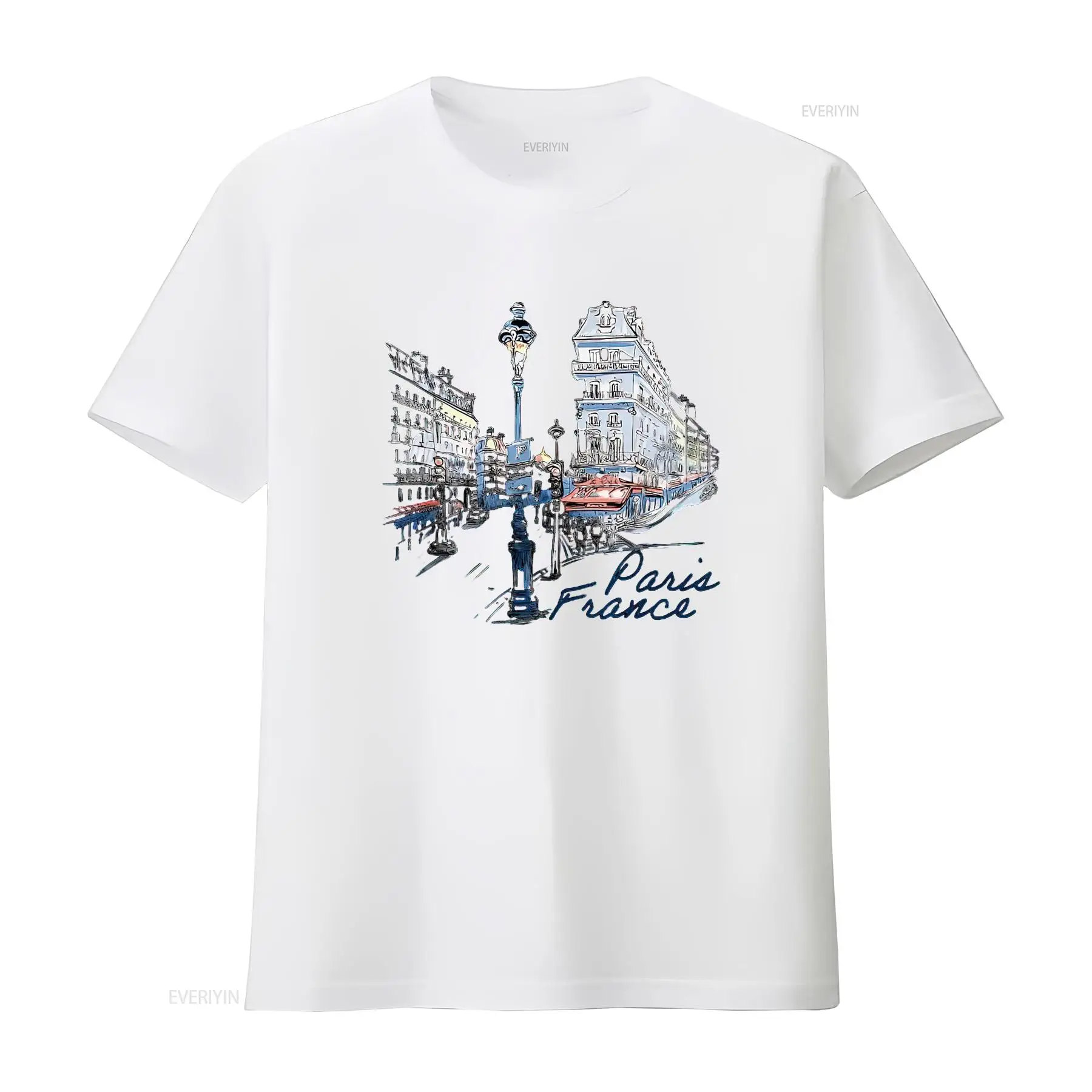 เสื้อยืดลายวินเทจสไตล์ปารีส ฝร - Street Fashion Paris บทวิจารณ์และราคา