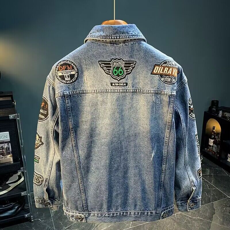 แจ็คเก็ตยีนส์ปักลายสไตล์ผู้ชาย - Street Fashion Jacket Men บทวิจารณ์และราคา