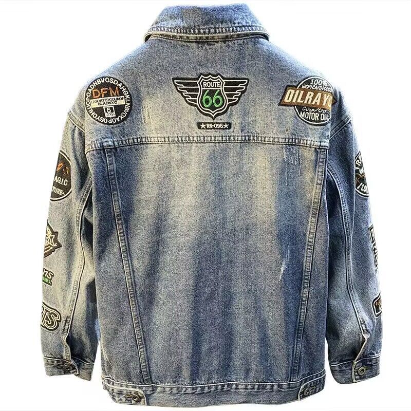 แจ็คเก็ตยีนส์ปักลายสไตล์ผู้ชาย - Street Fashion Jacket Men บทวิจารณ์และราคา