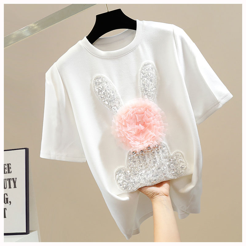 เสื้อยืดแขนสั้นประดับเลื่อมรูป - Street Fashion Shanghai บทวิจารณ์และราคา