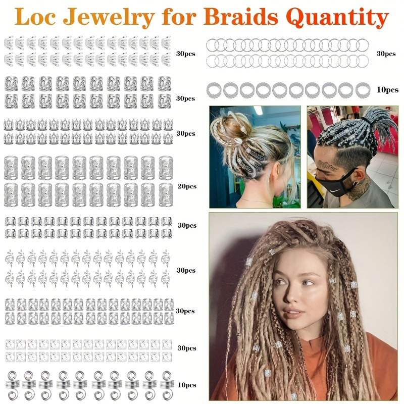 280 ชิ้นโลหะสีเงินผม Braiding  - Street Fashion Rings บทวิจารณ์และราคา