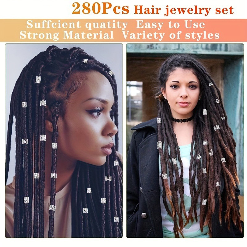280 ชิ้นโลหะสีเงินผม Braiding  - Street Fashion Rings บทวิจารณ์และราคา