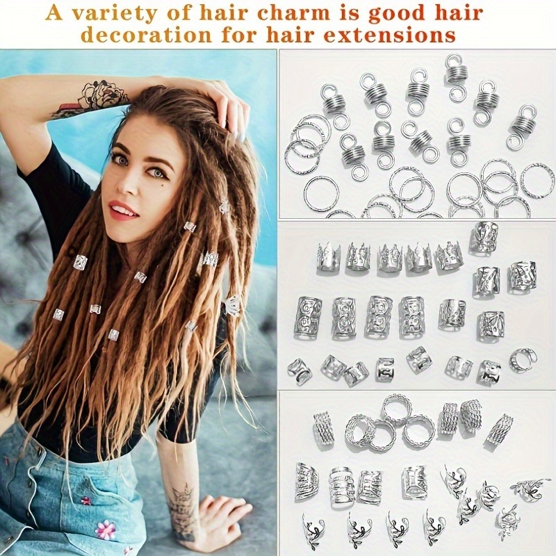280 ชิ้นโลหะสีเงินผม Braiding  - Street Fashion Rings บทวิจารณ์และราคา