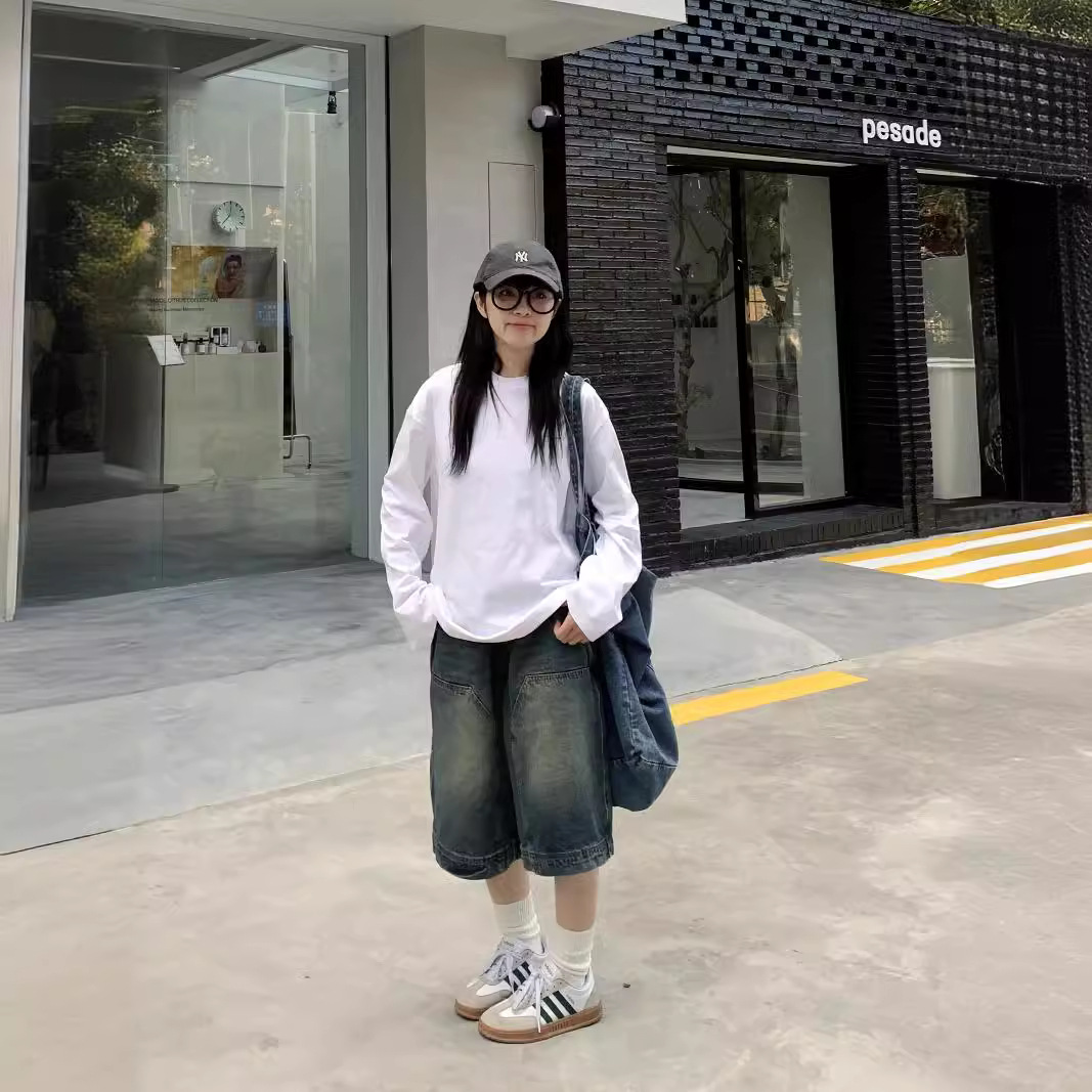 กางเกงยีนส์ขาสั้นทรงหลวมสไตล์ว - Street Fashion Baggy บทวิจารณ์และราคา