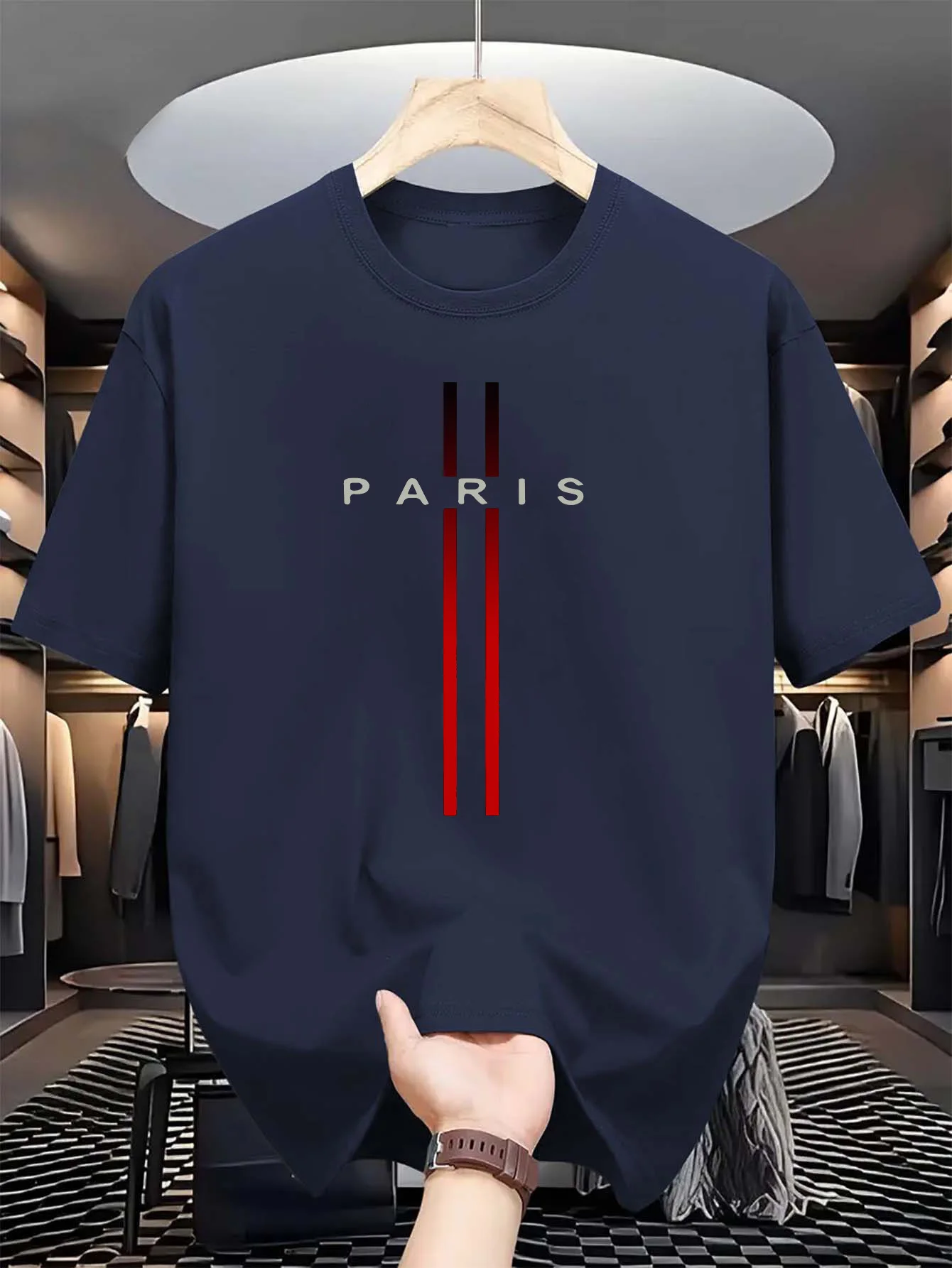 เสื้อยืดแขนสั้นคอกลมผ้าฝ้ายแท้ - Street Fashion Paris บทวิจารณ์และราคา