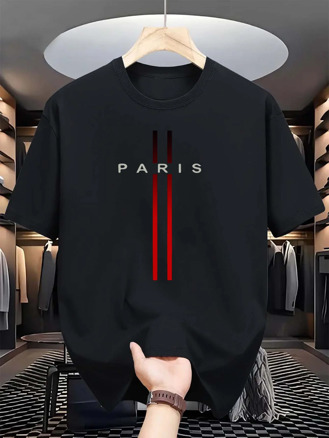 เสื้อยืดแขนสั้นคอกลมผ้าฝ้ายแท้ - Street Fashion Paris บทวิจารณ์และราคา
