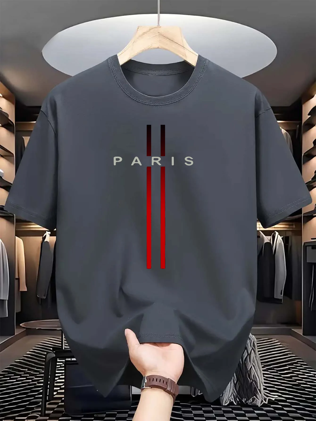 เสื้อยืดแขนสั้นคอกลมผ้าฝ้ายแท้ - Street Fashion Paris บทวิจารณ์และราคา