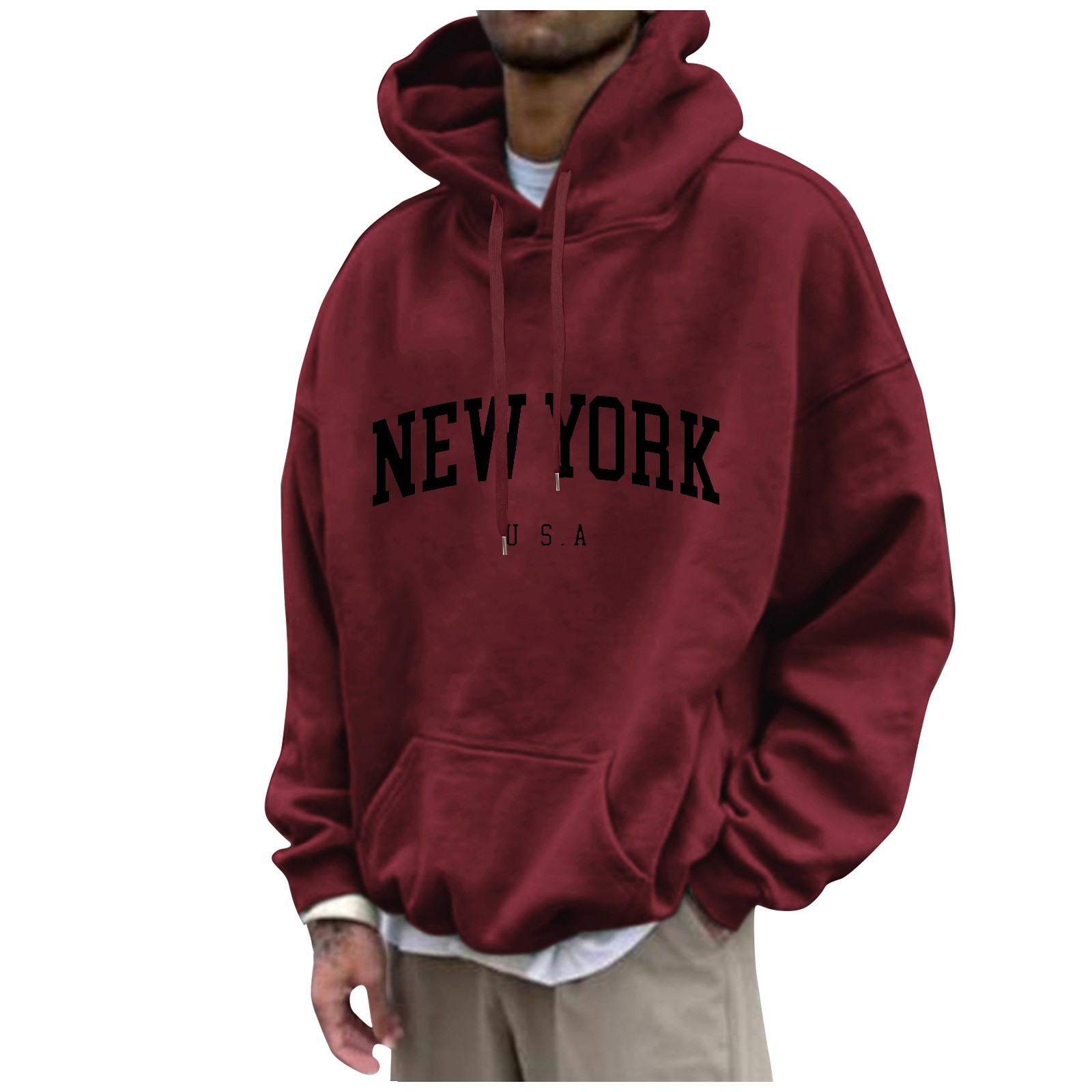 YORK เสื้อมีฮู้ดพิมพ์ลายสำหรับ - High Street Fashion New York บทวิจารณ์และราคา
