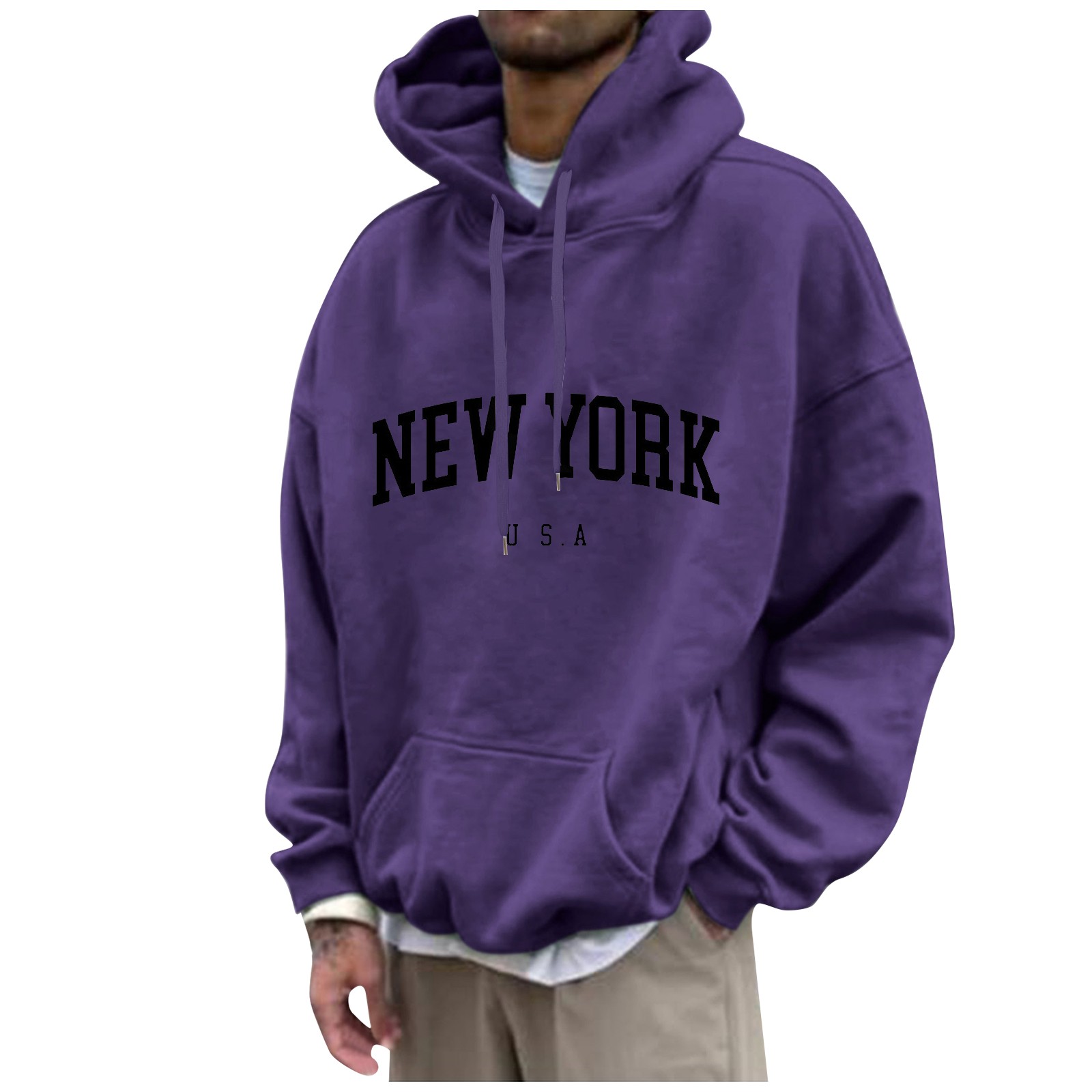 YORK เสื้อมีฮู้ดพิมพ์ลายสำหรับ - High Street Fashion New York บทวิจารณ์และราคา