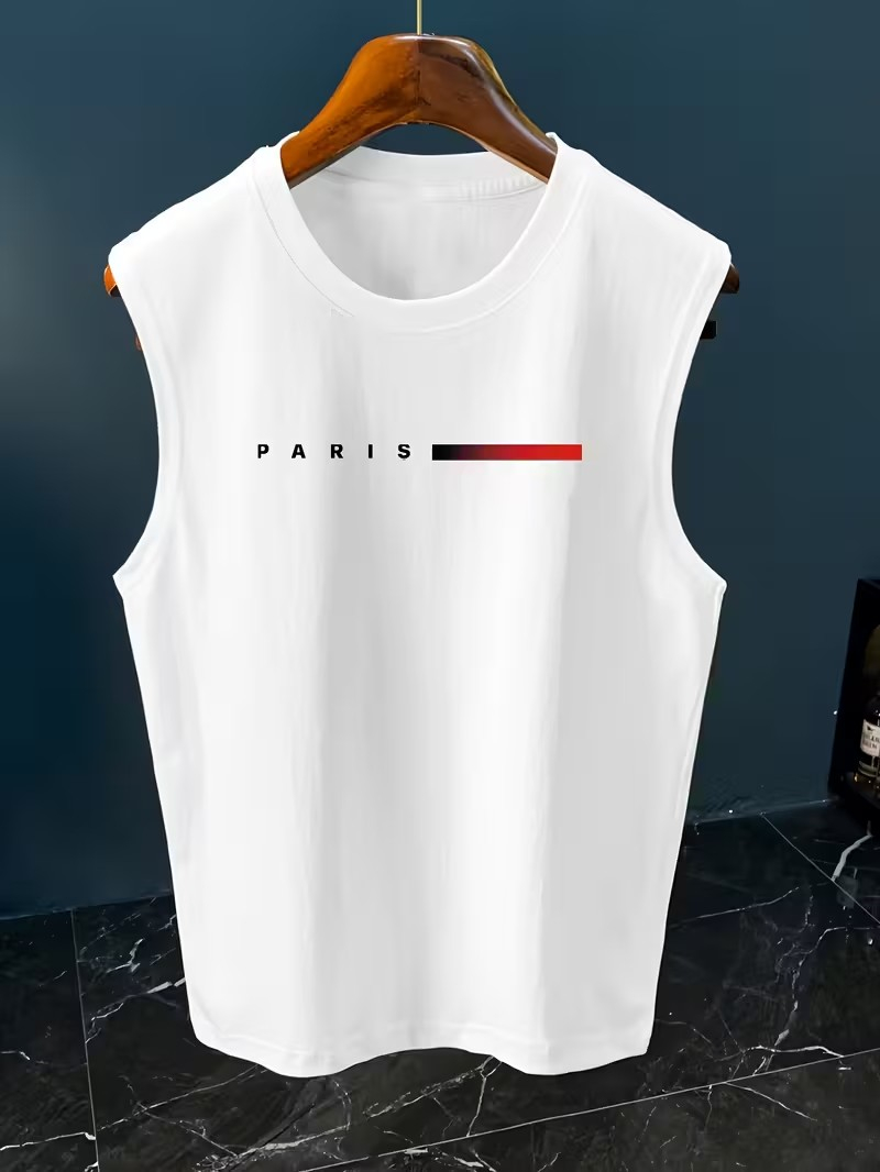 เสื้อกล้ามพิมพ์ลายตัวอักษร Par - Street Fashion Paris บทวิจารณ์และราคา