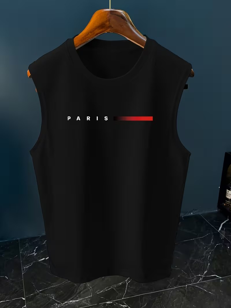 เสื้อกล้ามพิมพ์ลายตัวอักษร Par - Street Fashion Paris บทวิจารณ์และราคา