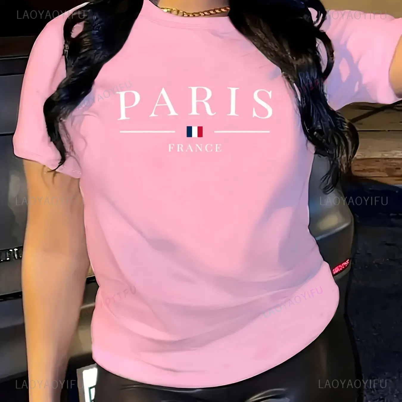 เสื้อยืดคอกลมแขนสั้นพิมพ์ลายปา - Street Fashion Paris บทวิจารณ์และราคา