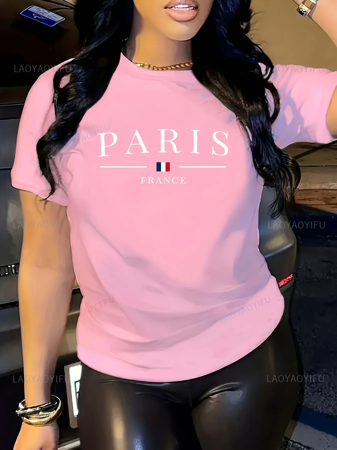 เสื้อยืดคอกลมแขนสั้นพิมพ์ลายปา - Street Fashion Paris บทวิจารณ์และราคา