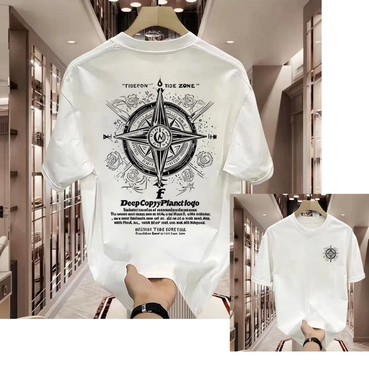 เสื้อยืดลำลองลายโลโก้คลาสสิกแบ - Street Fashion Brand Logo บทวิจารณ์และราคา