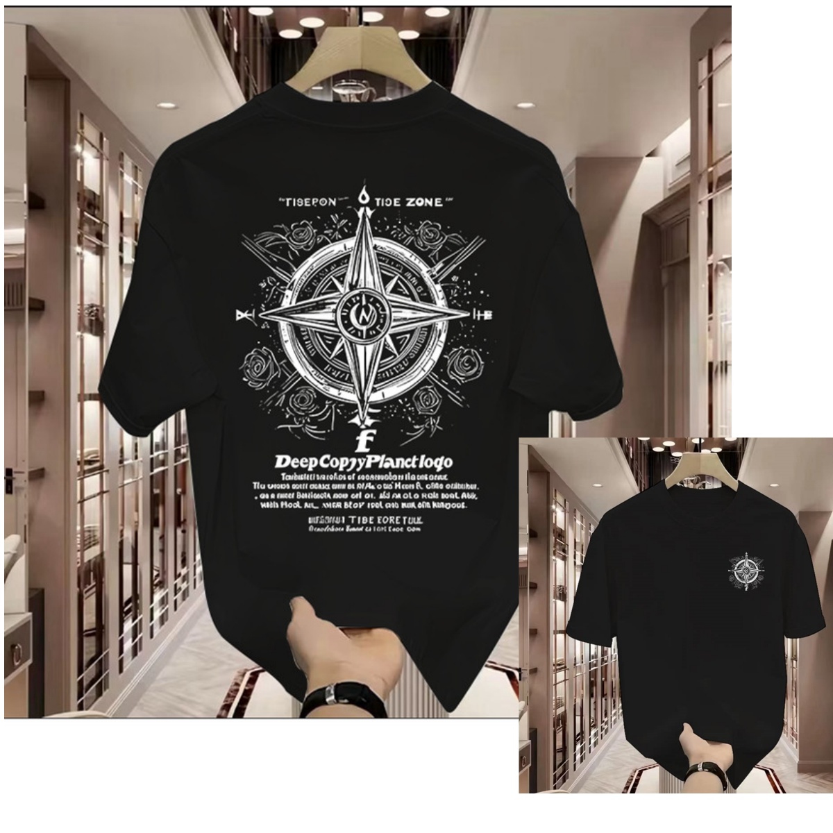 เสื้อยืดลำลองลายโลโก้คลาสสิกแบ - Street Fashion Brand Logo บทวิจารณ์และราคา