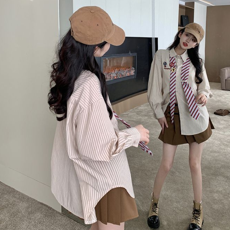 เสื้อลายทางผู้หญิง Baggy Prepp - Street Fashion Baggy บทวิจารณ์และราคา