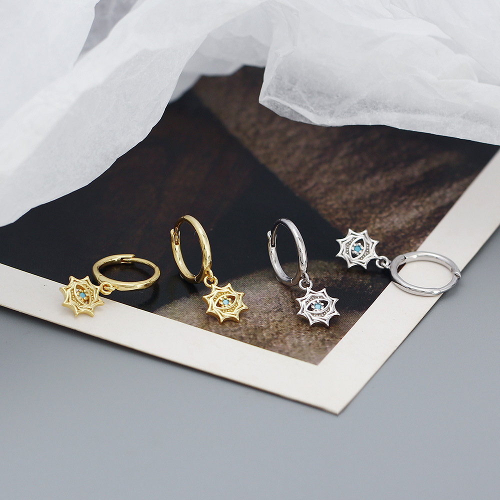 ต่างหูเงินแท้ 925 รูปดาวแปดแฉก - Street Fashion Earrings บทวิจารณ์และราคา