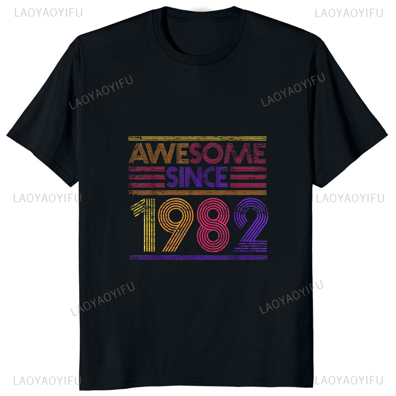 เสื้อยืดพิมพ์ลายวินเทจ1982รุ่น - Street Fashion Baggy บทวิจารณ์และราคา