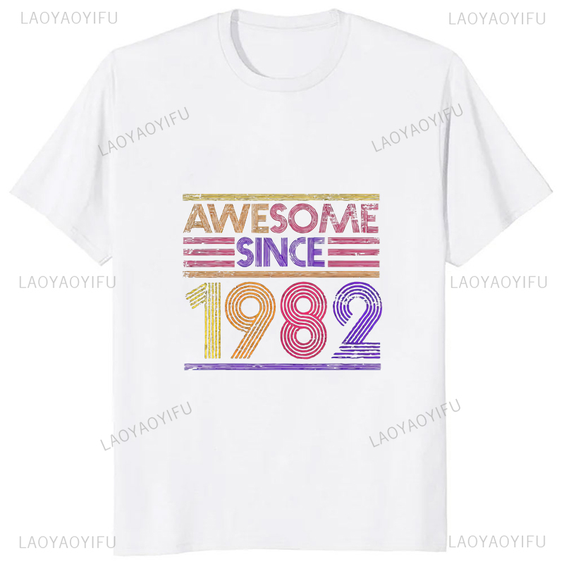 เสื้อยืดพิมพ์ลายวินเทจ1982รุ่น - Street Fashion Baggy บทวิจารณ์และราคา