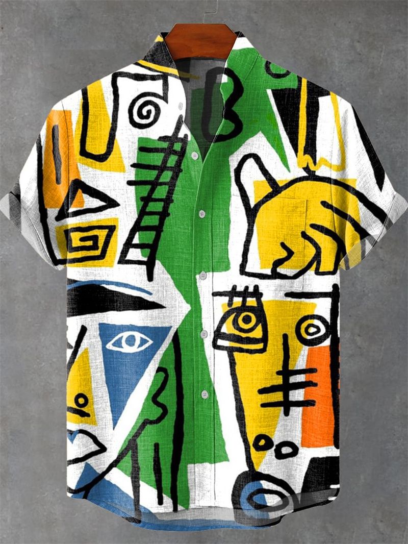 เสื้อเชิ้ตแขนสั้นผู้ชาย พิมพ์ล - Street Fashion Shanghai บทวิจารณ์และราคา