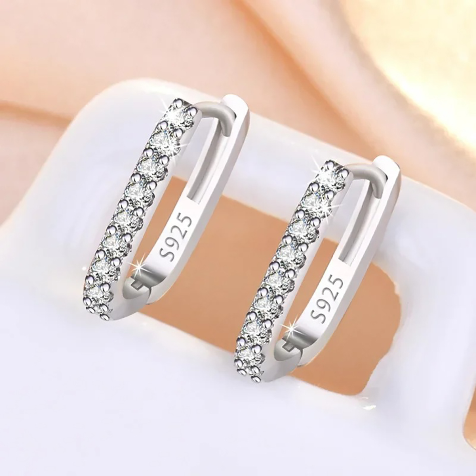 ต่างหูห่วงวงกลมคริสตัลเงินแท้  - Street Fashion Earrings บทวิจารณ์และราคา